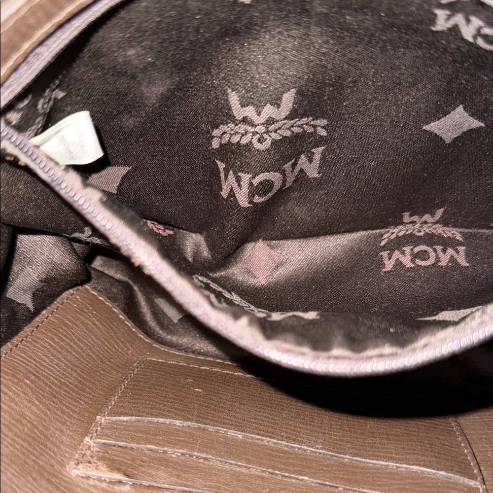 MCM Tan and Brown Logo Messenger Bag - Picture 12 of 14